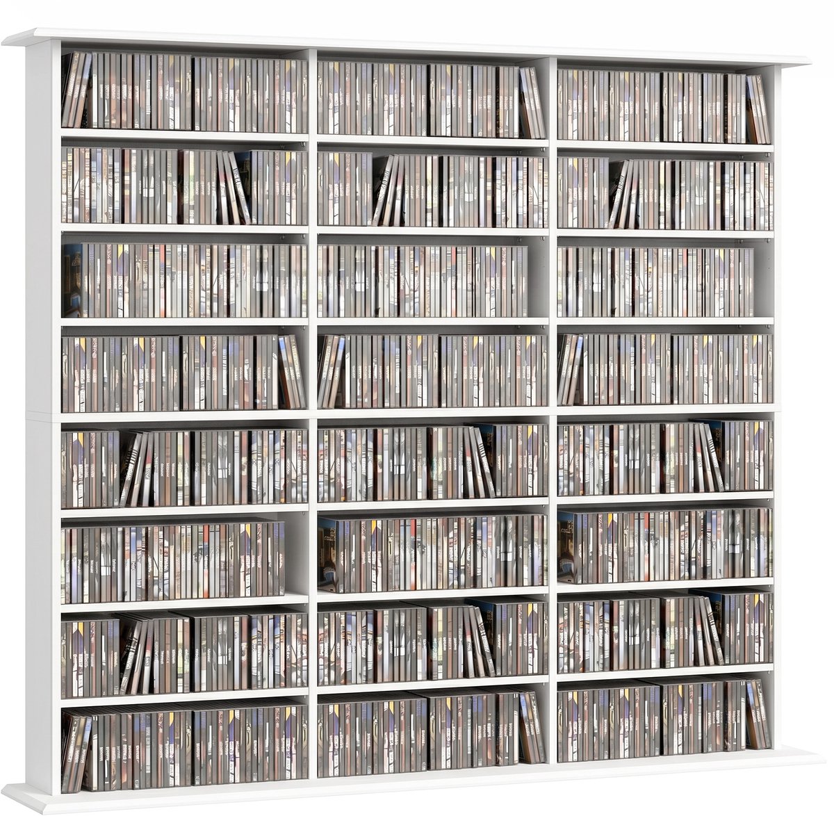 Opbergmeubel Mediarek - Voor 1032 cd's en 594 dvd's - 24 vakken - 18 verstelbare planken - Wit - Ruim opbergvermogen