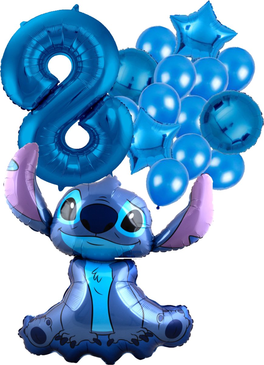 Stitch Ballon Set - 97x90cm - Folie Ballon + Ster Ballonnen - 8 jaar | Disney