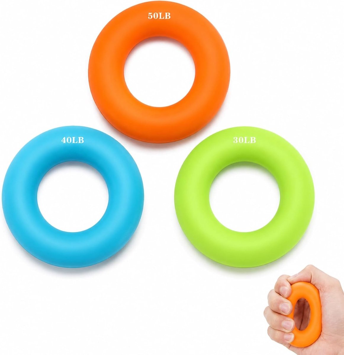 Vingertrainer set van 3 voor handkracht, onderarmversterking en gripverbetering