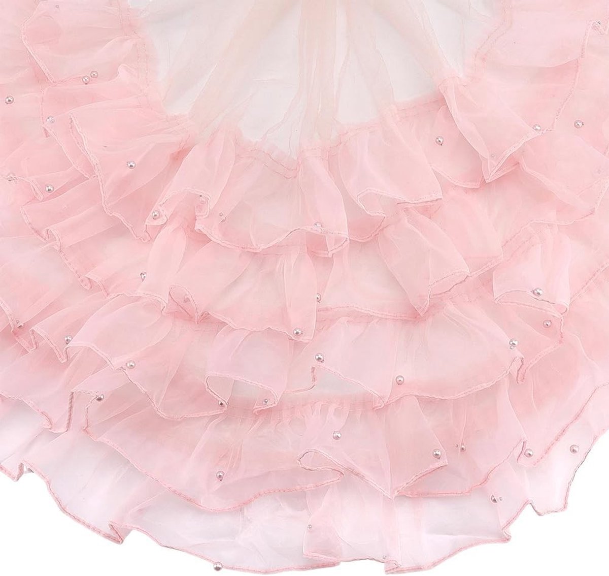 1,8 m 5-laags geplooid gaas lint 34 cm breed polyester roze voor bruiloft decoratie, boeket, ruche lint en DIY projecten met hars parel