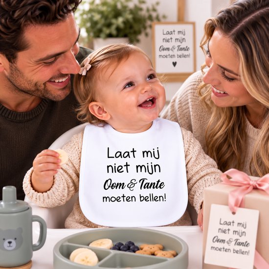 Baby slabbetje cadeau tekst oom en tante zwangerschap bekendmaking aankondiging voor de liefste aanstaande geboorte gaat worden jullie worden zwangerschapsaankondiging