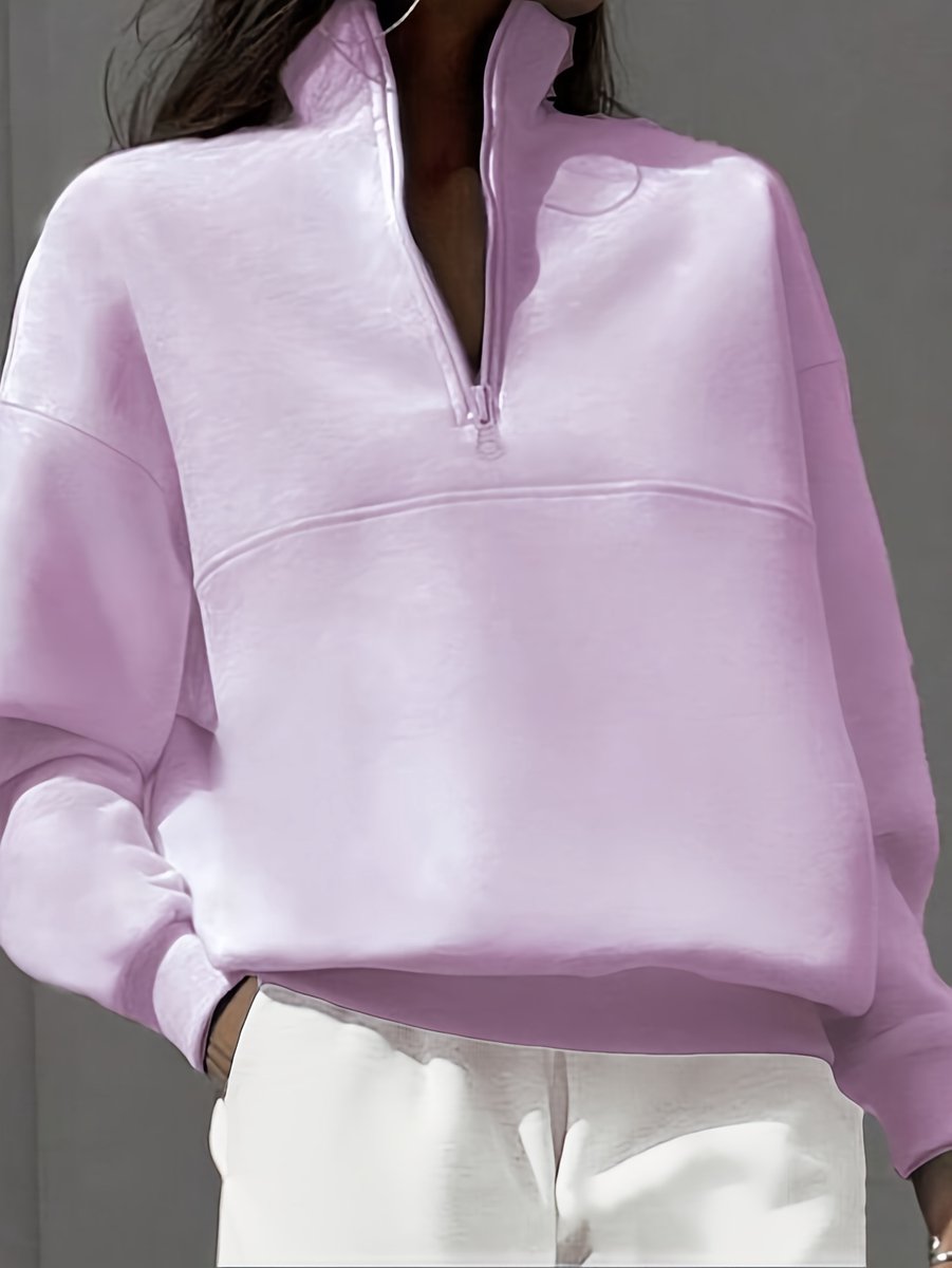 Currero Quarter Zip Dames Sweater Met Rits Jumper Quarterzip Hoodie Warme Trui Vest Lang Coltrui Beige