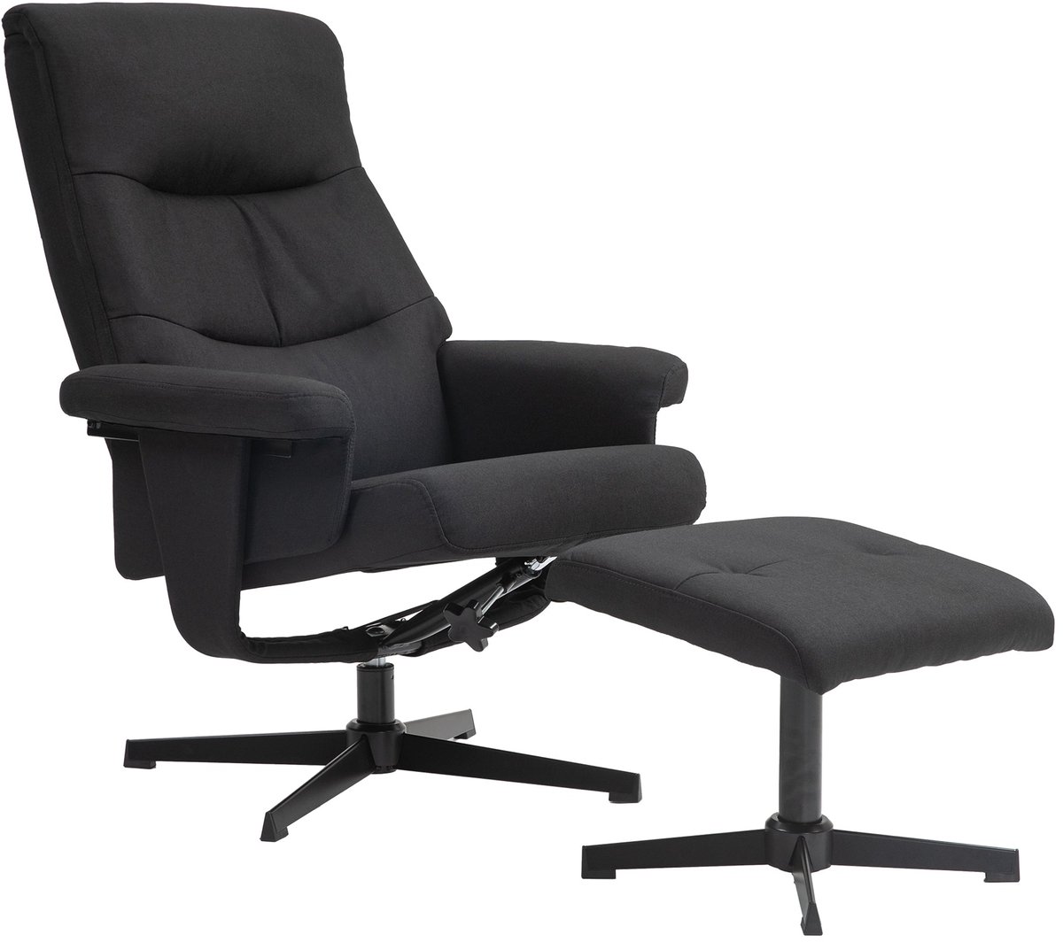 Merax Relaxstoel met Hocker – Draaibare Fauteuil met Ligfunctie & Schommelstand – Verstelbare Rugleuning – TV Stoel – Zwart