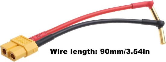Compatibele 2-Pack Haakse Adapter Kabels van XT60 Vrouwelijk naar 4 mm Banaan - 9cm 14AWG Siliconen RC Oplader Lood voor Drones en Modelbouw — afbeelding 3