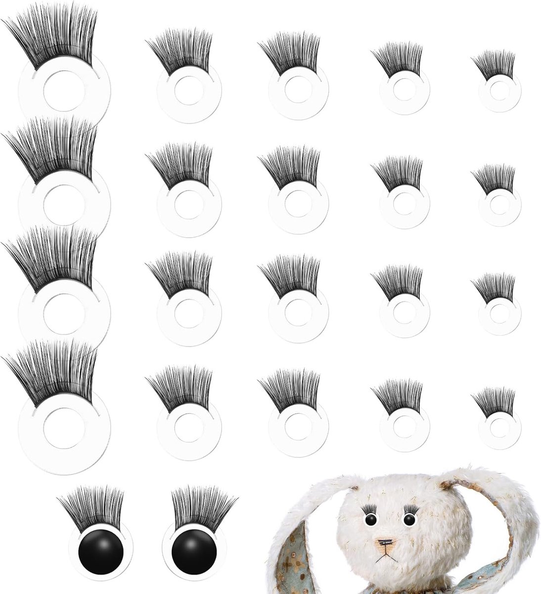 20 stuks zelfklevende poppenwimpers, wimpers om te knutselen voor veiligheidsogen, poppenogen, wimpers voor Amigurumi - ShopVlot