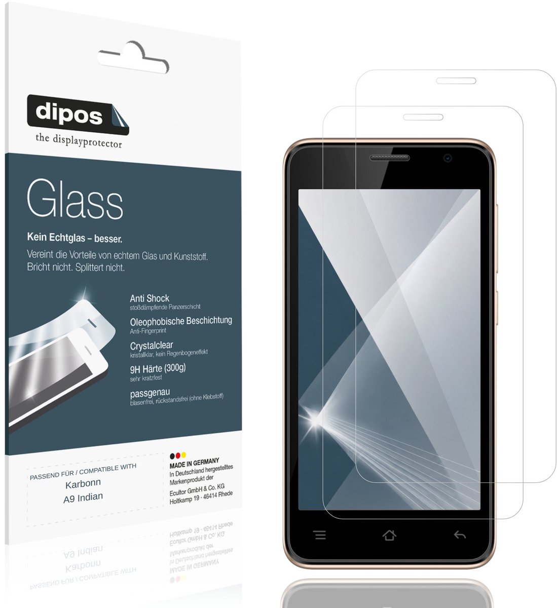 dipos – 2x Pantserfolie geschikt voor Karbonn A9 Indian | 9H Screenprotector
