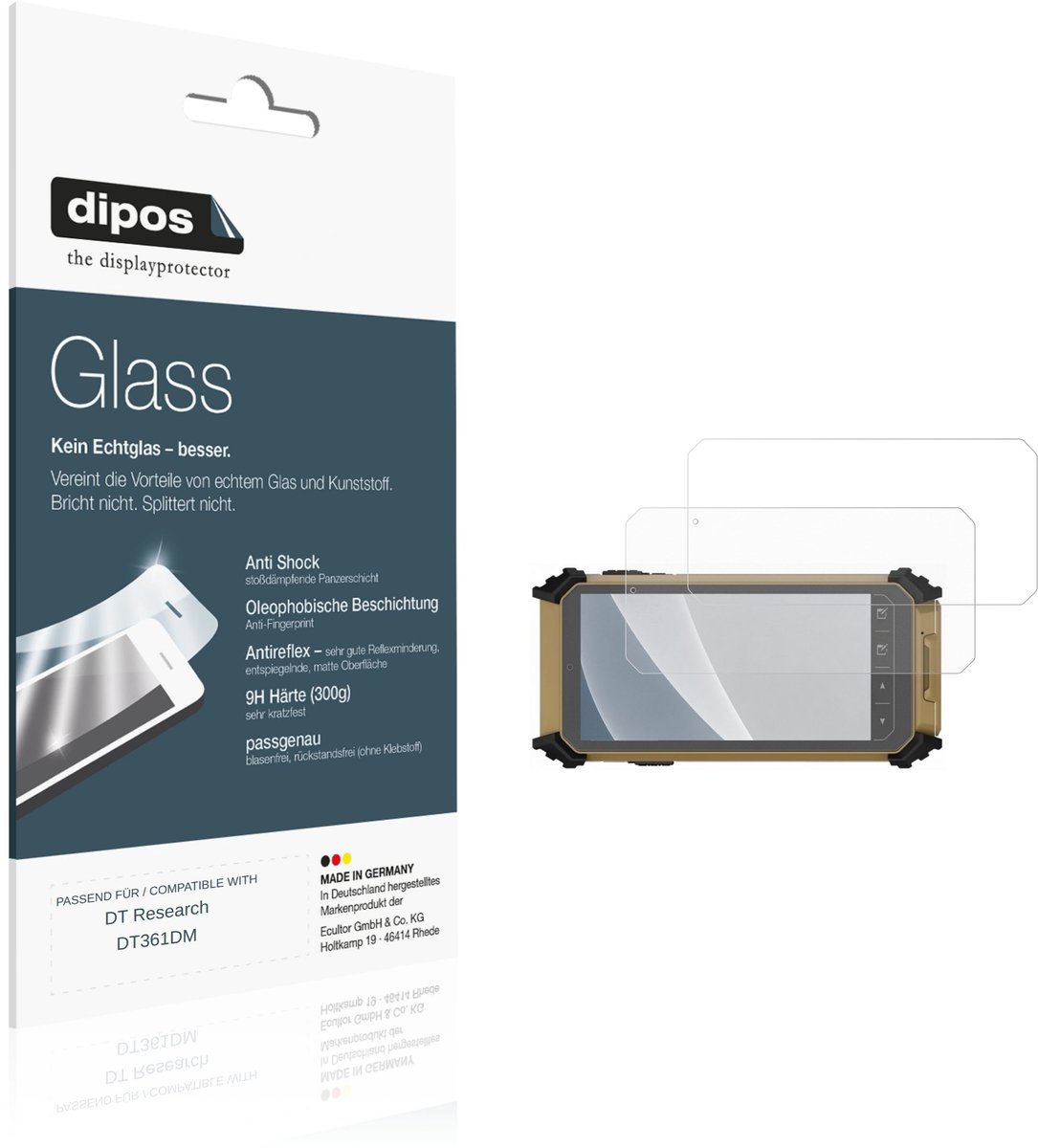 dipos – 2x Matte Pantserfolie geschikt voor DT Research DT361DM | 9H Screenprotector