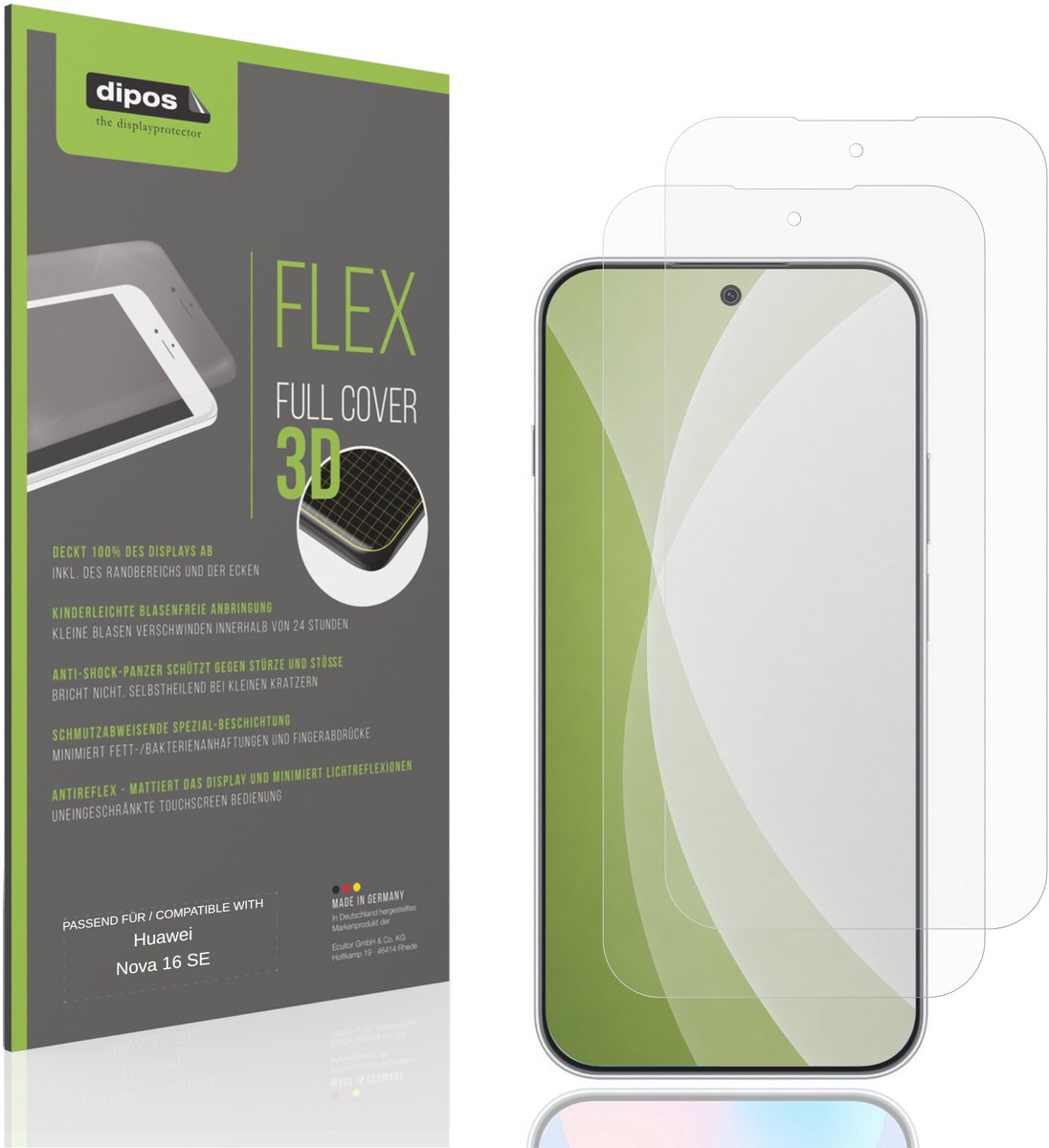 dipos FLEX – 2x Matte Screenprotector geschikt voor Huawei Nova 16 SE | Volledige Schermbescherming | Case-Friendly