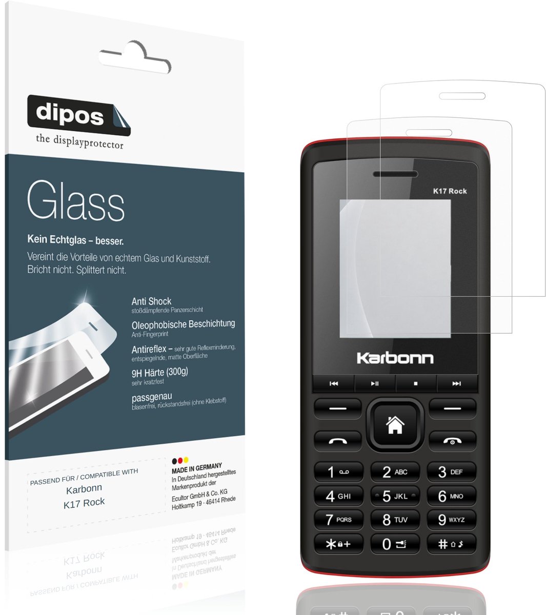 dipos – 2x Matte Pantserfolie geschikt voor Karbonn K17 Rock | 9H Screenprotector