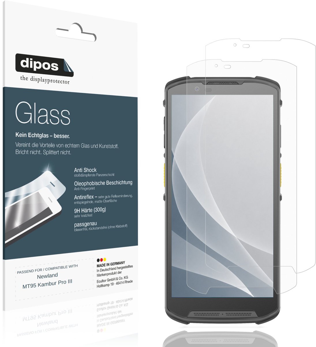 dipos – 2x Matte Pantserfolie geschikt voor Newland MT95 Kambur Pro III | 9H Screenprotector