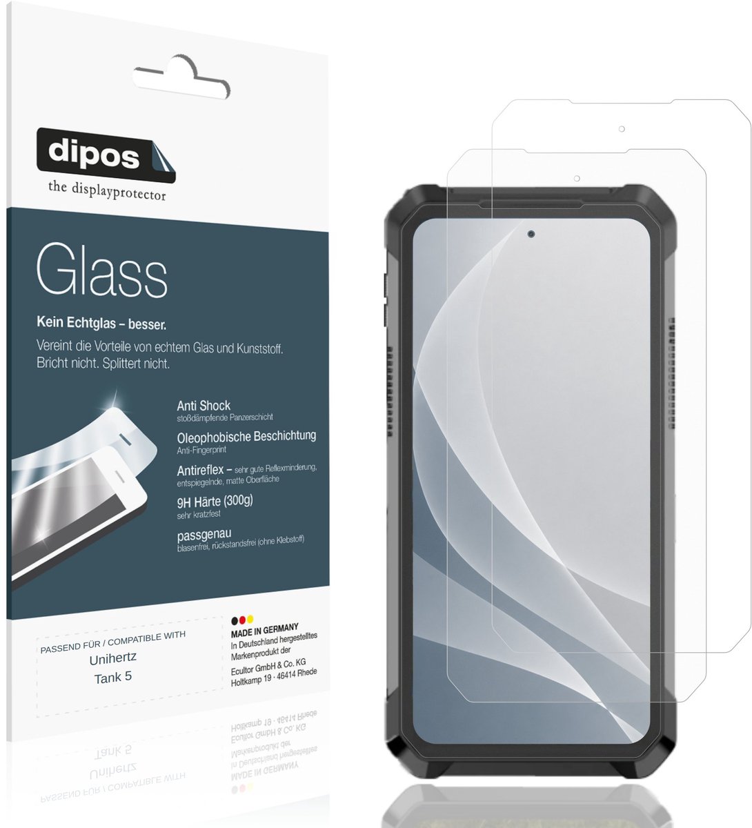dipos – 2x Matte Pantserfolie geschikt voor Unihertz Tank 5 | 9H Screenprotector