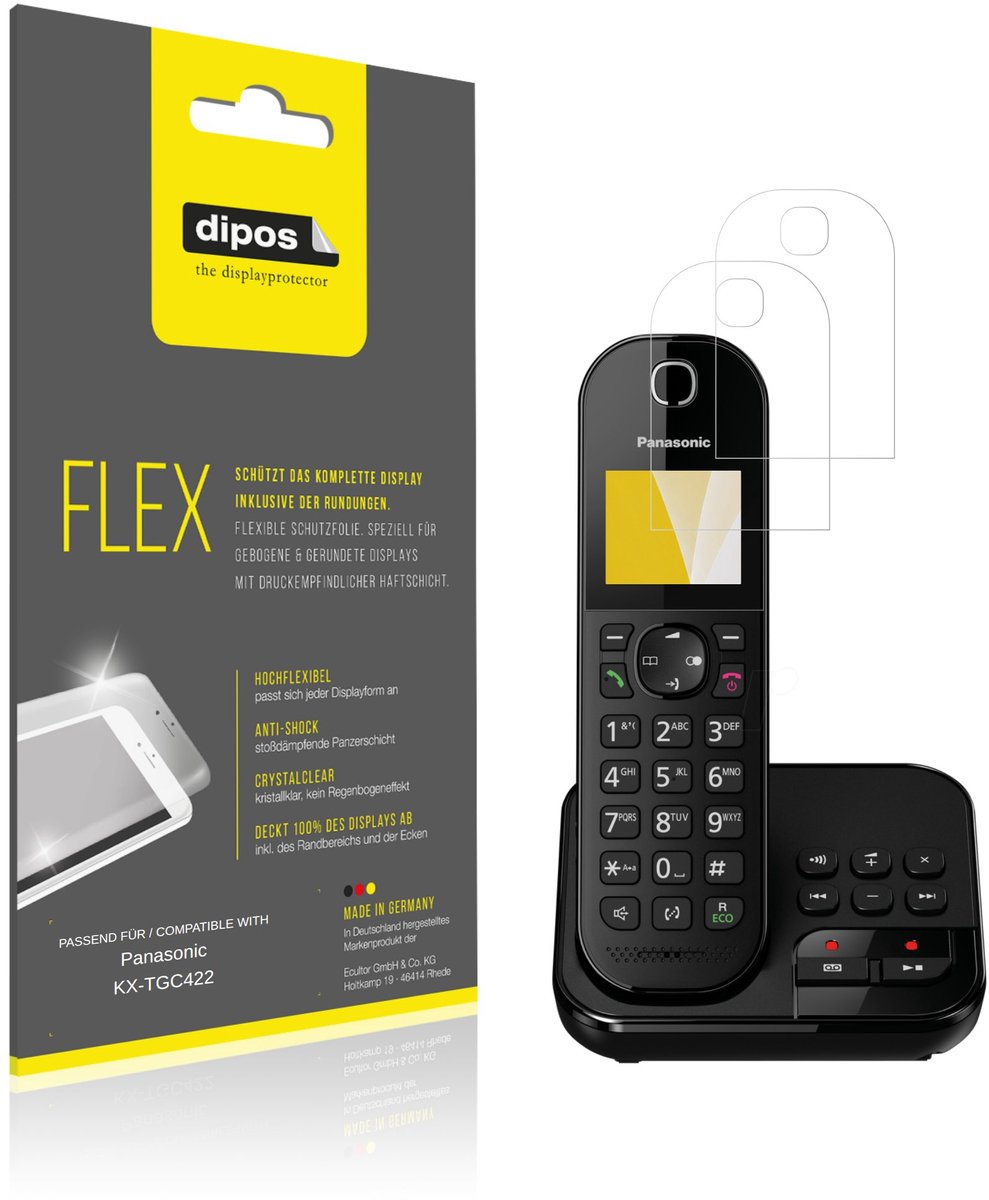dipos – 2x Beschermfolie geschikt voor Panasonic KX-TGC422 | 3D Full Cover Screenprotector | 100% Passend
