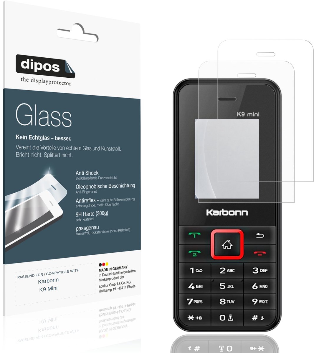 dipos – 2x Matte Pantserfolie geschikt voor Karbonn K9 Mini | 9H Screenprotector