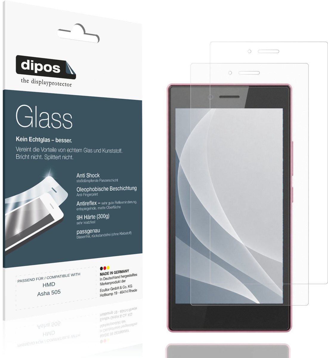 dipos – 2x Matte Pantserfolie geschikt voor HMD Asha 505 | 9H Screenprotector