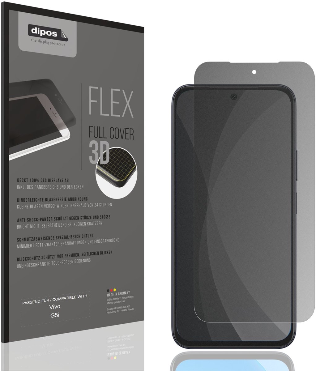 dipos FLEX – Matte Privacy Screenprotector geschikt voor Vivo G5i | Volledige Schermbescherming | Case-Friendly