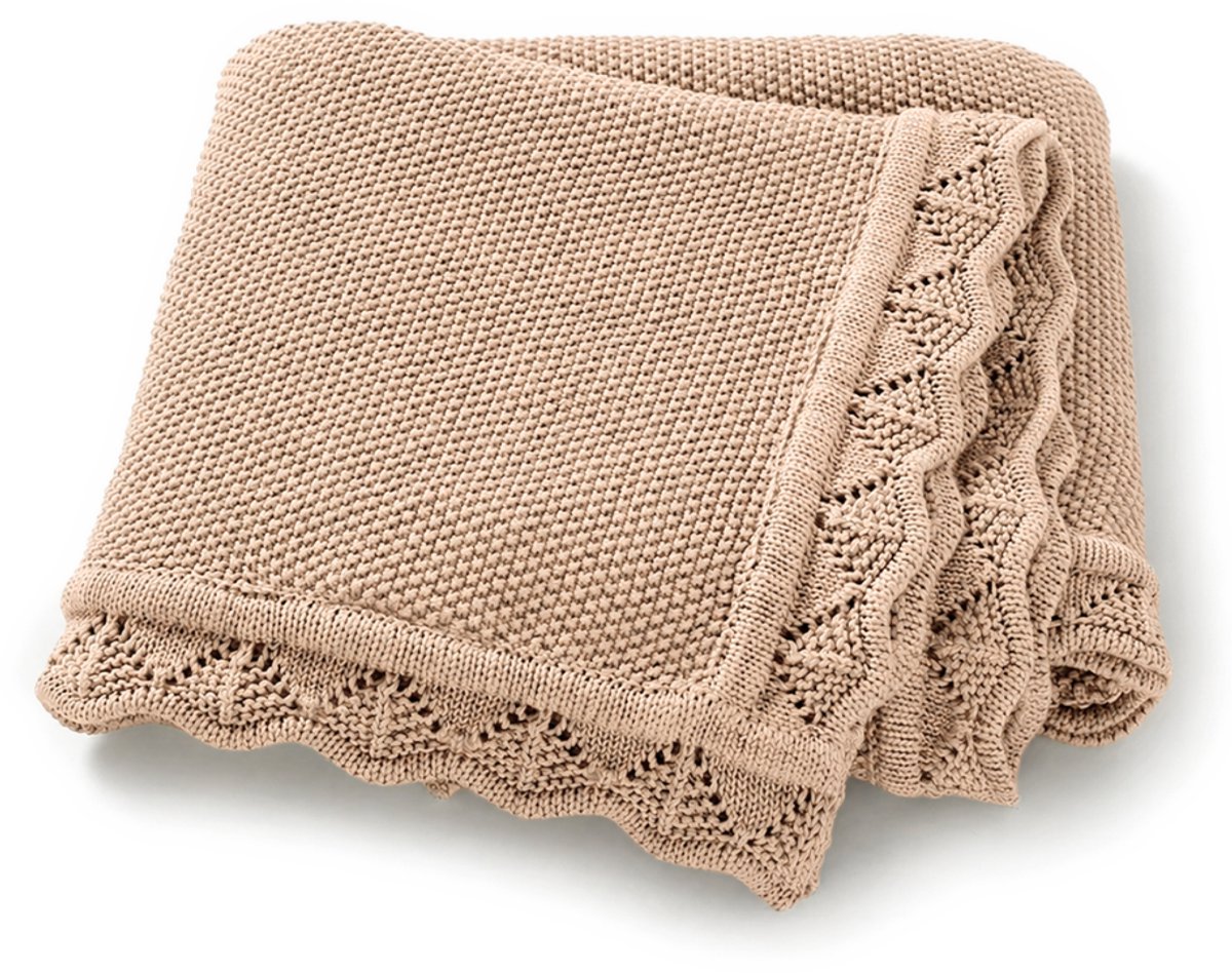 MijnNami Baby Deken 80 x 100 cm – 100% Katoen – Wiegdeken en Ledikant Deken – Gebreid Baby Dekentje – Fawn