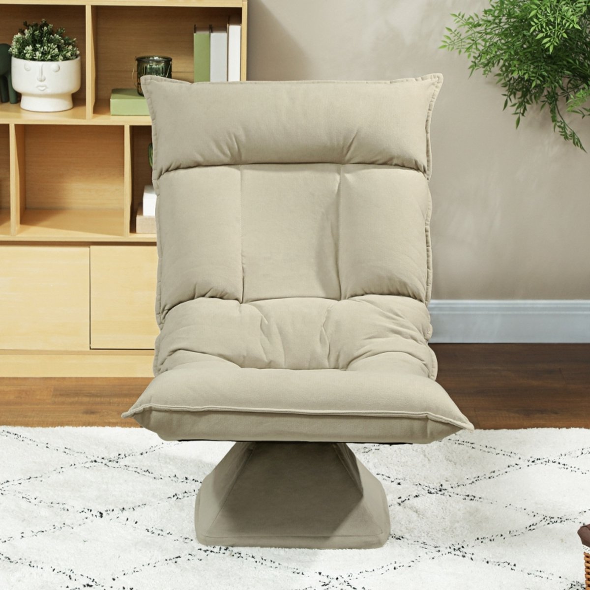 MODFU - Bodensessel - 360 Graden Draaibaar - 5 Standen Rugleuning - Opvouwbaar - Beige