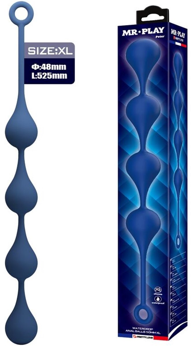 Blauwe Siliconen Anal Beads XL