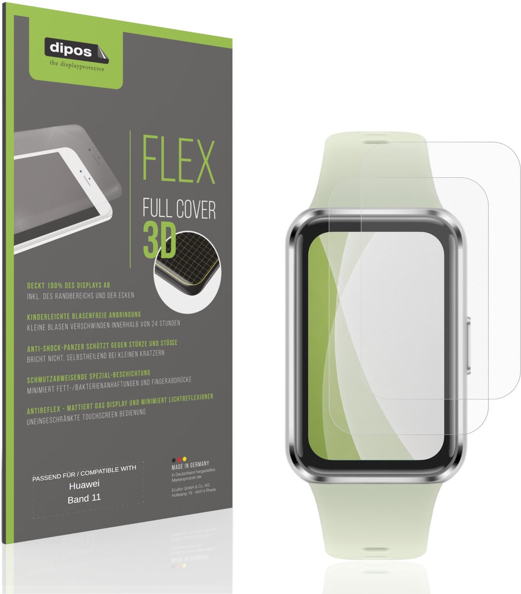 dipos FLEX – 2x Matte Screenprotector geschikt voor Huawei Band 11 | Volledige Schermbescherming | Case-Friendly