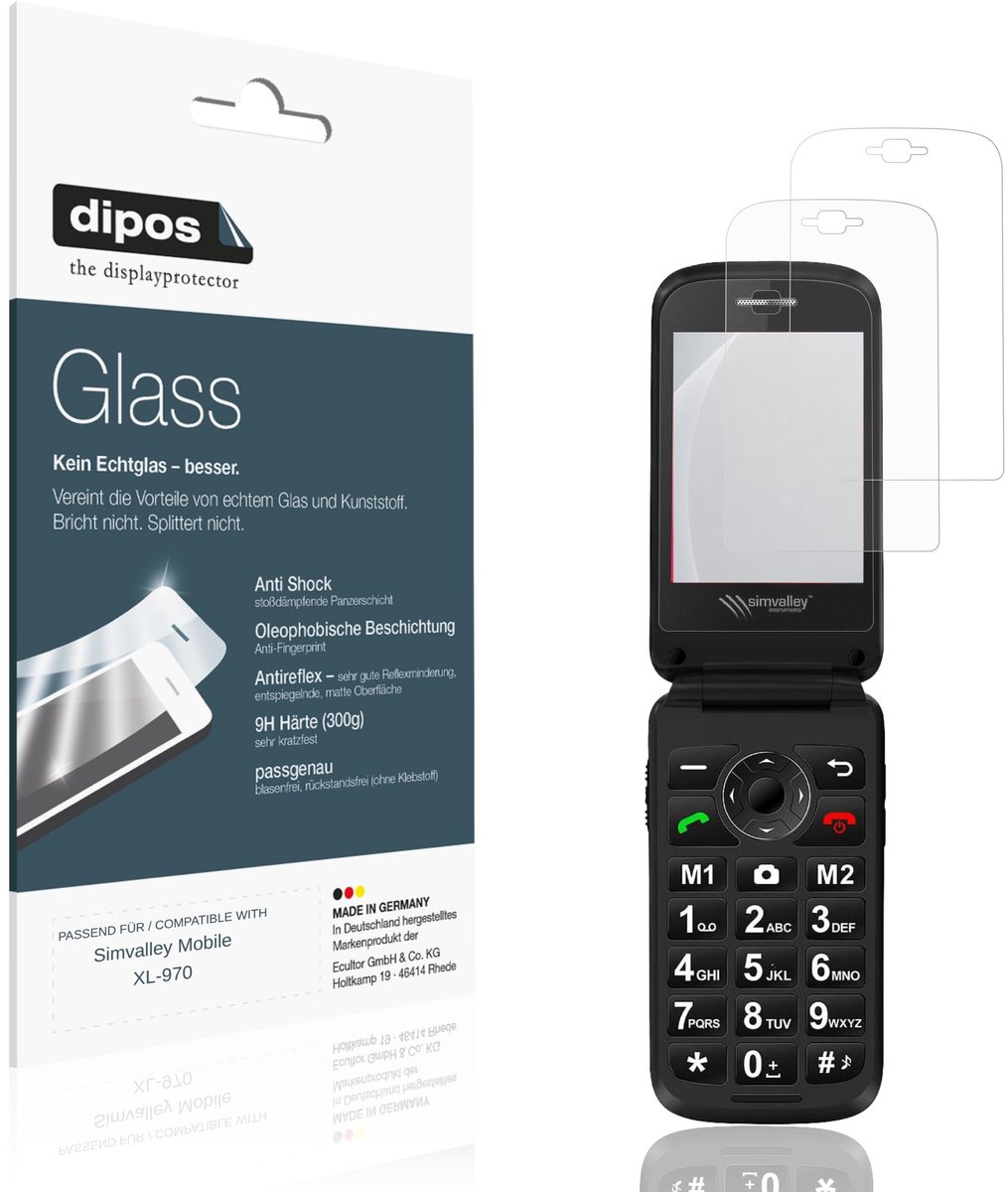 dipos – 2x Matte Pantserfolie geschikt voor Simvalley Mobile XL-970 | 9H Screenprotector