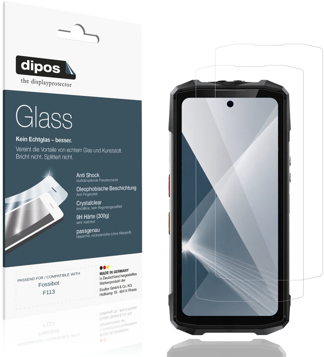 dipos – 2x Pantserfolie geschikt voor Fossibot F113 | 9H Screenprotector