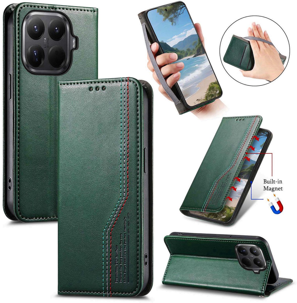 Praktische en Stijlvolle PU Leren Portemonnee Hoes voor Xiaomi 17T _ Groen