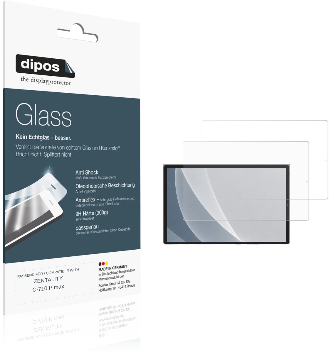 dipos – 2x Matte Pantserfolie geschikt voor ZENTALITY C-710 P max | 9H Screenprotector