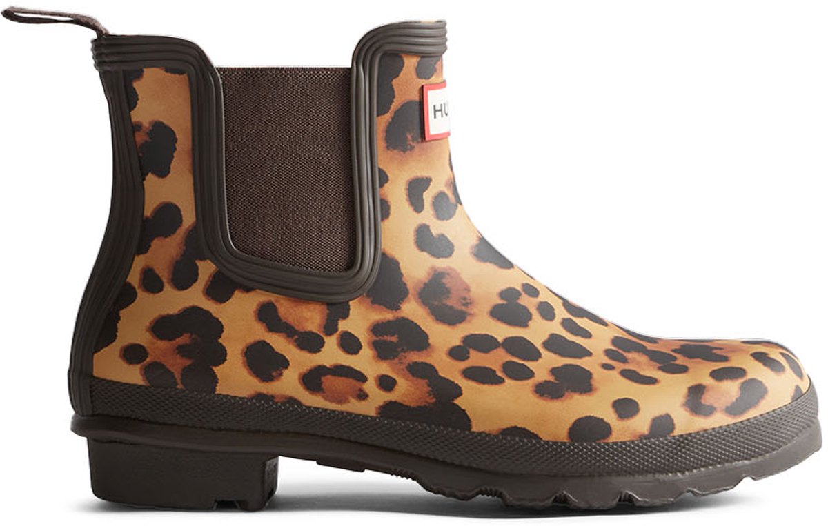 Hunter - Women's Original Chelsea Leopard Boots Leopard Print/Chocolate Brown - Maat 42