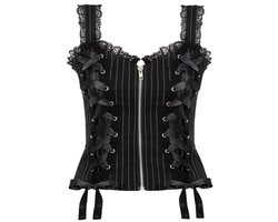 Hell Bunny QUINZEL C Pinstripe TOP Dames Top - zwart/wit - S