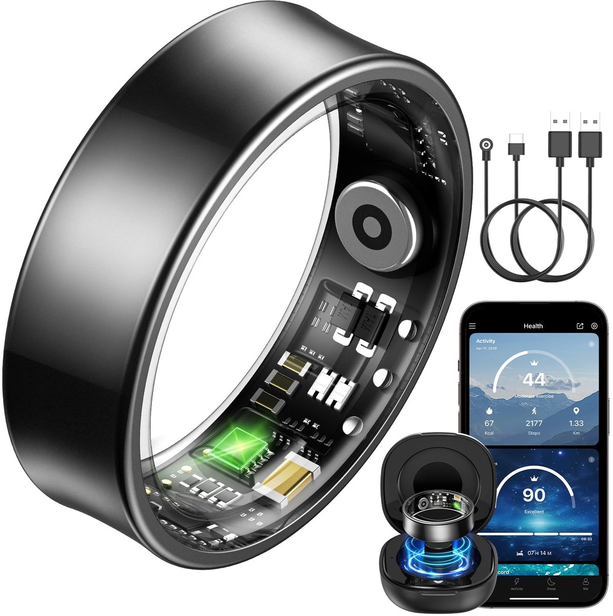 BANLVS 2026 Smart Ring Uomo Donna, Android iOS, Nero, 60 mm(9) - ShopVlot