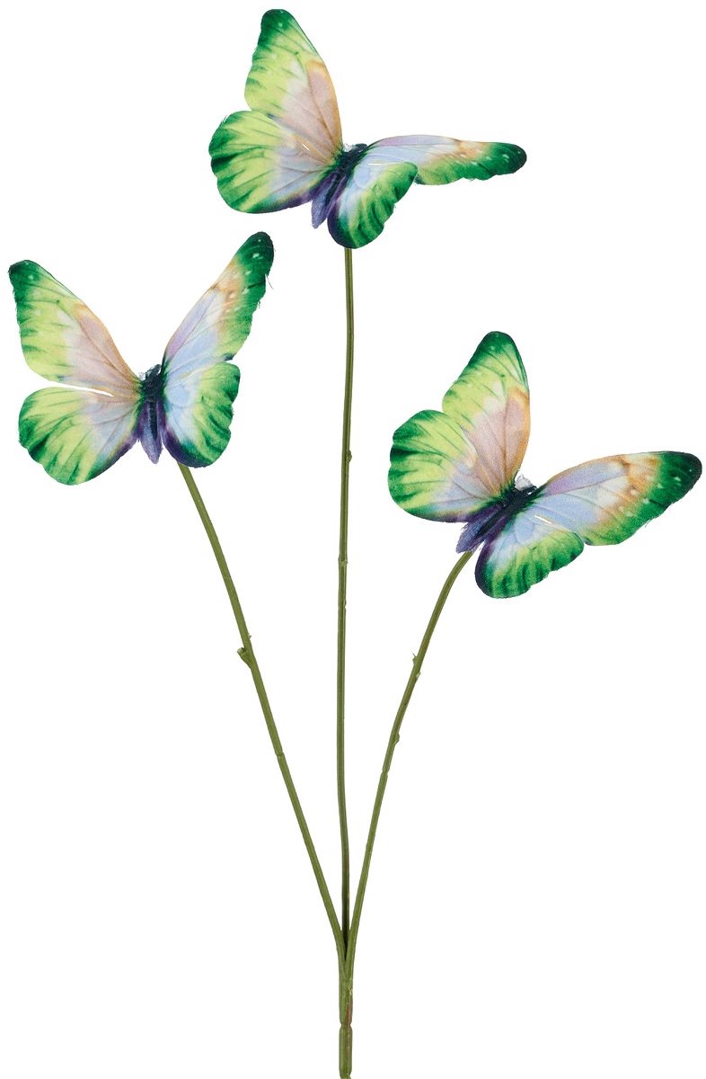 Gasper 3 Vlinders aan Steel Groen 58 cm - Decoratie