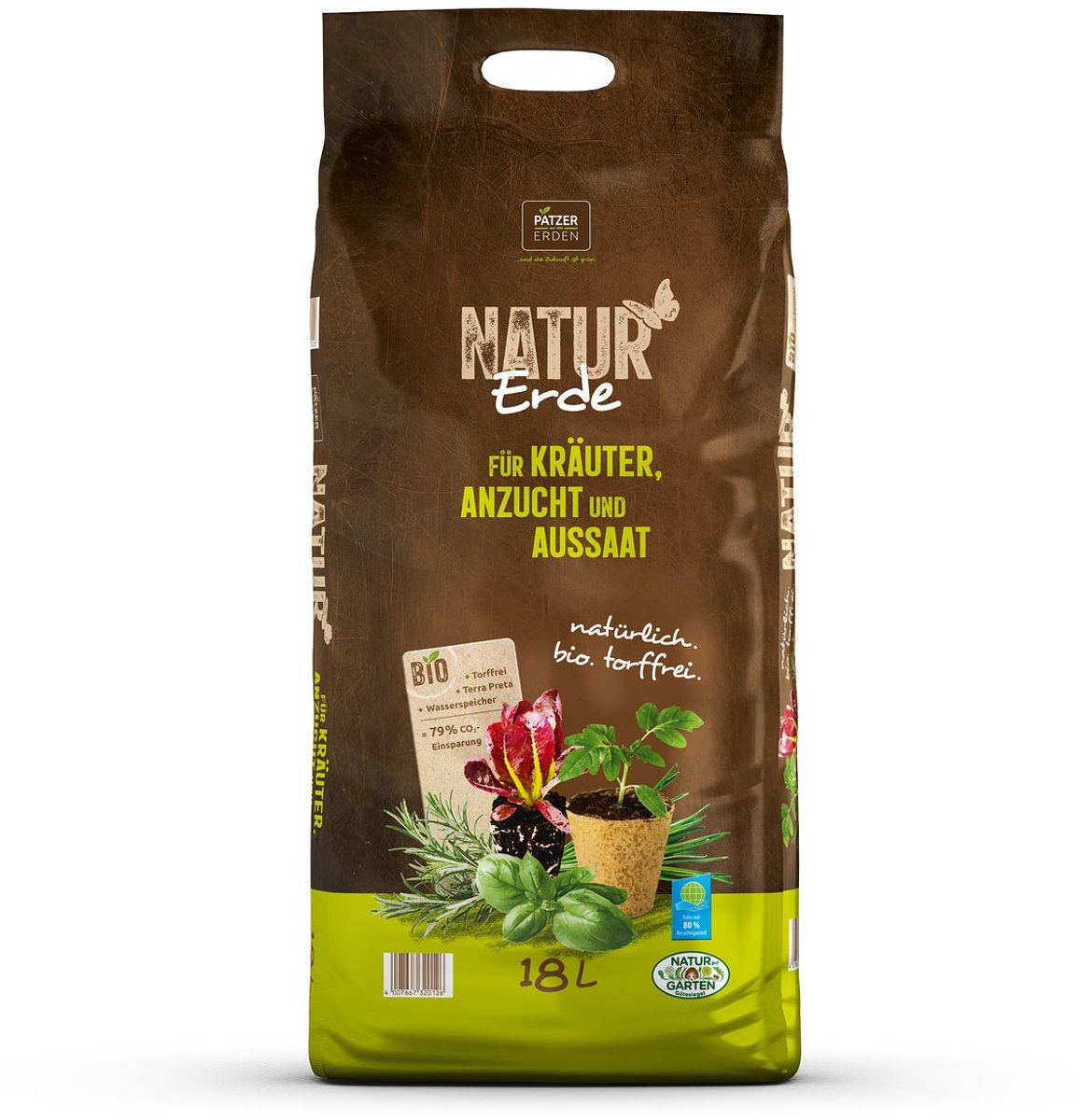 Patzer Natuur Aarde Bio Kruiden Zaaien Torfvrij 10 L