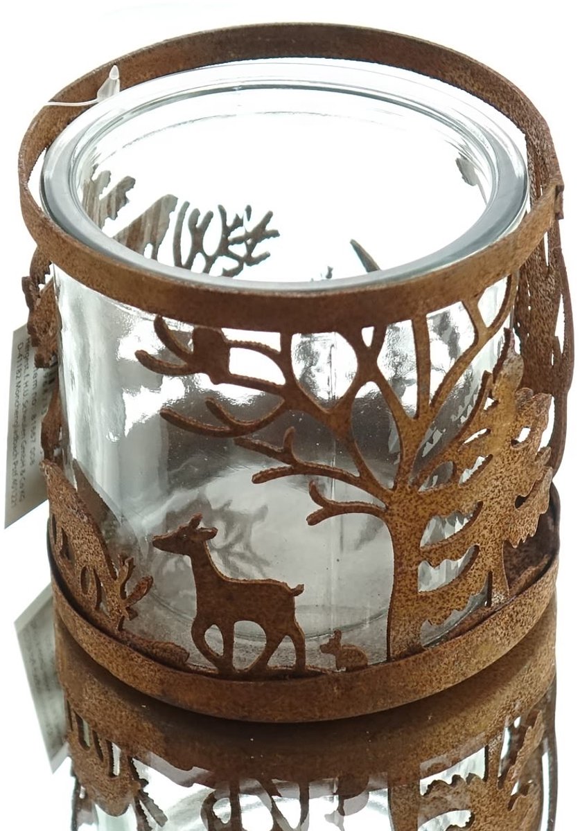 Scheulen waxinelichthouder winterlandschap verroest 8,5 cm