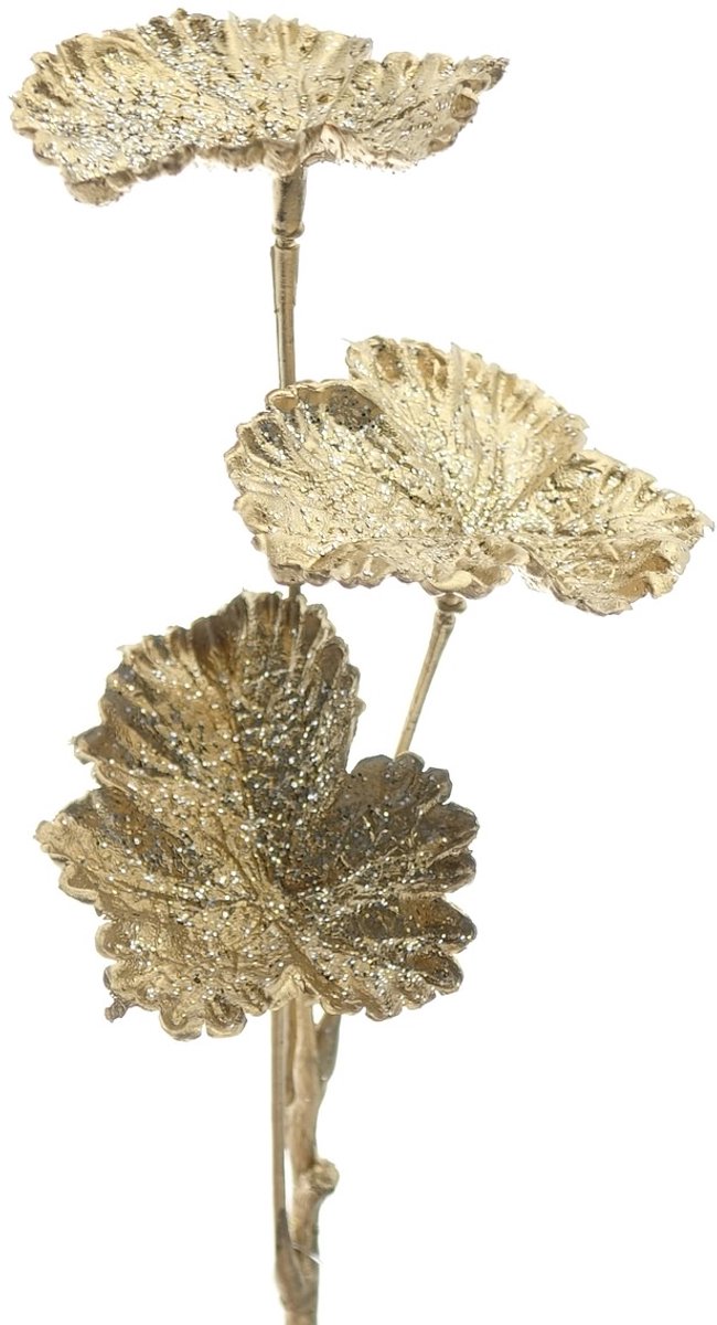 Gasper Kersttak 3 Bladeren Goudkleurig Metallic 29cm