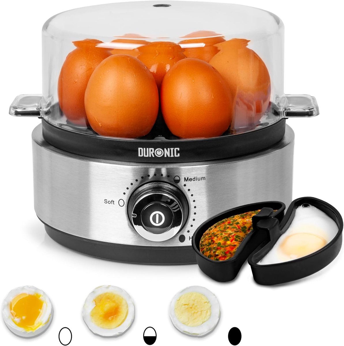 Elektrische Eierkoker 1-7 Eieren - 400W met Thermostaat en Timer - Inclusief Omelet Accessoires