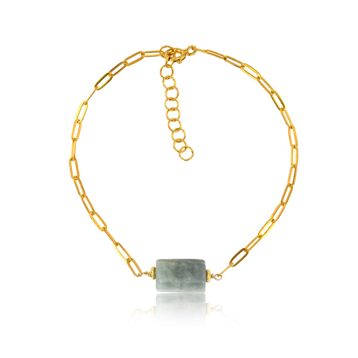 Cavill - Verstelbare Zilveren Armband - 925 Sterling Zilver Goud Verguld - Amazoniet 2 Karaat Fancy Edelsteen - Elegante Luxe Damesarmband Turquoise