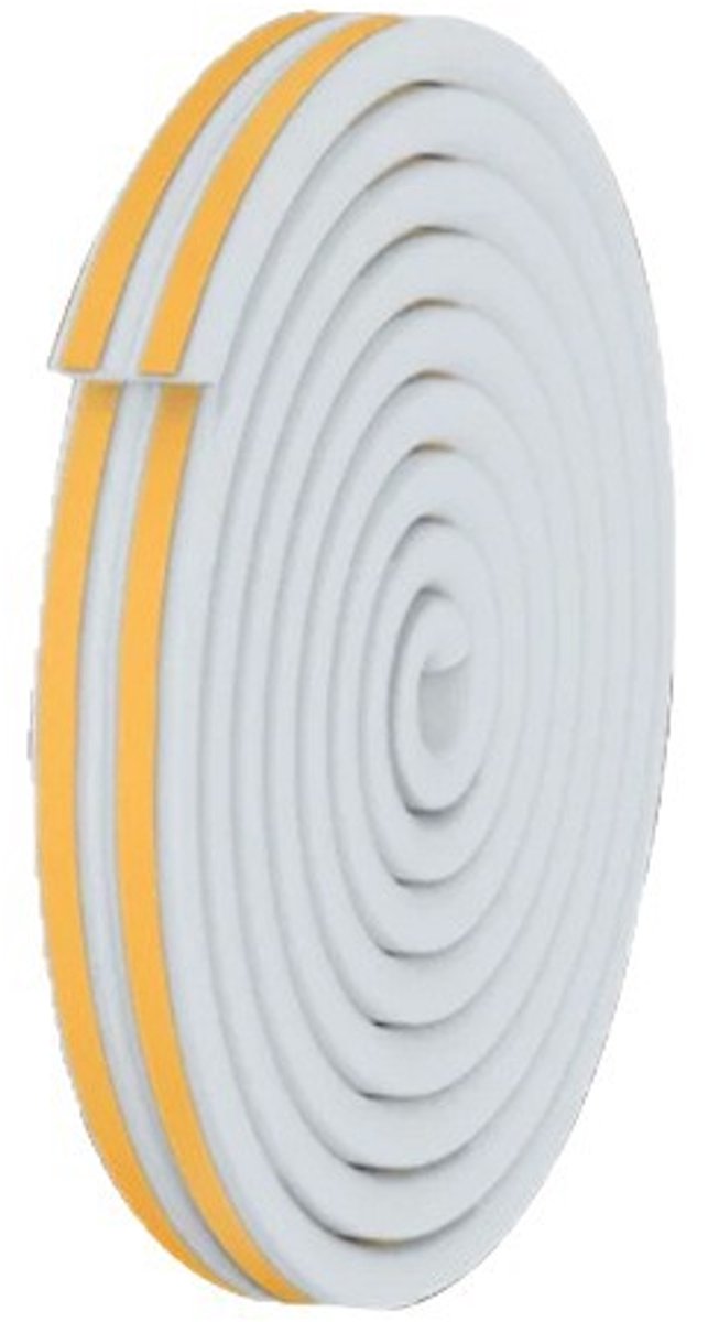 Afdichtingstape voor deuren en ramen, zelfklevende rubberen schuimafdichtingsbanden, ramenvoorruiten, winddichtingsbanden, afdichtingstape, zelfklevende lijm (9 mm x 6 mm, totaal lengte 10 m, wit)