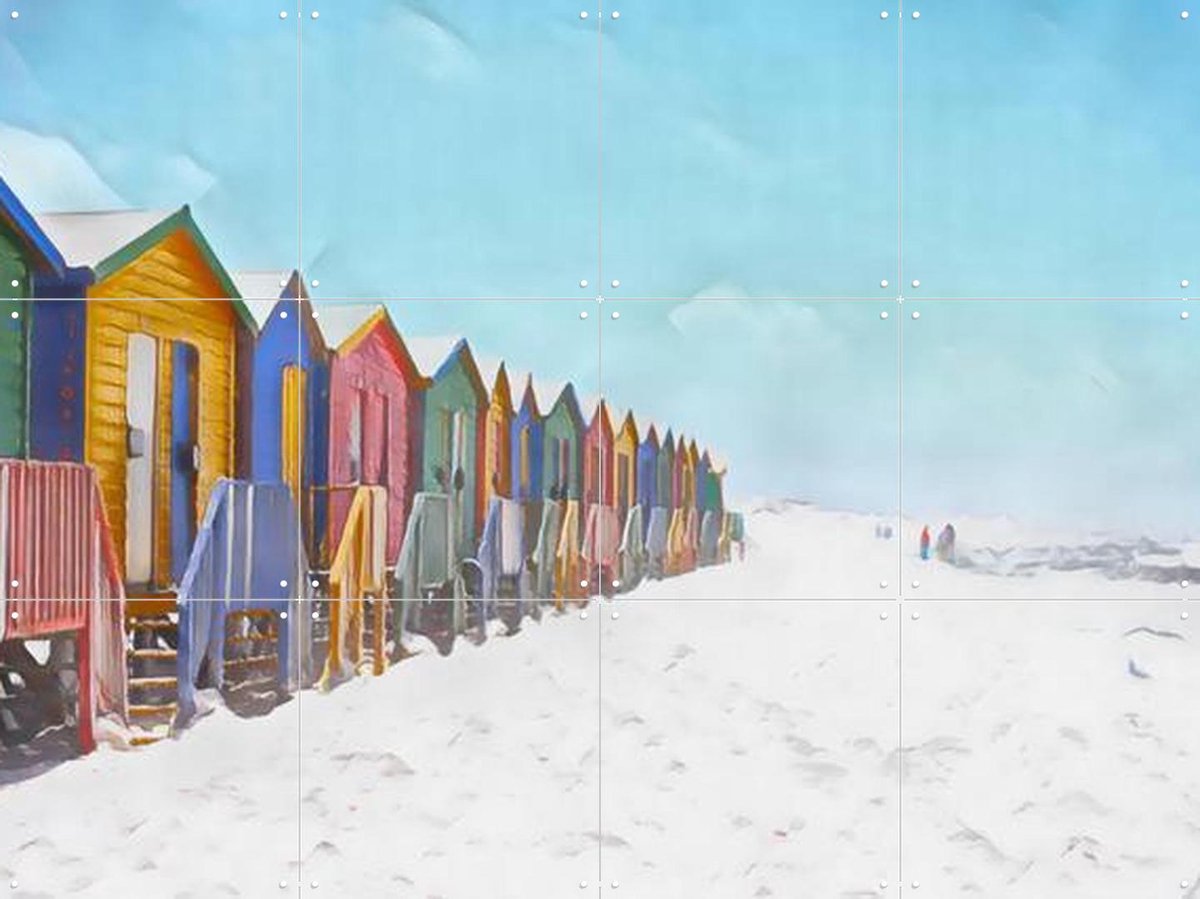 IXXI African beach houses, Seaways - 80 x 60 cm - Gratis ophangtool - Grote wanddecoratie en posters - Gemengde Technieken, Fotografie, Kleurrijk