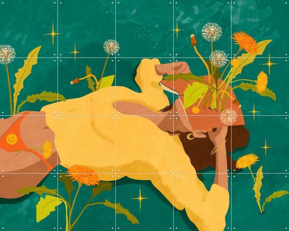 IXXI Fall Apart Grow Again Like A Dadelion, Raissa Oltmanns - 100 x 80 cm - Gratis ophangtool - Grote wanddecoratie en posters - Illustraties, Modern