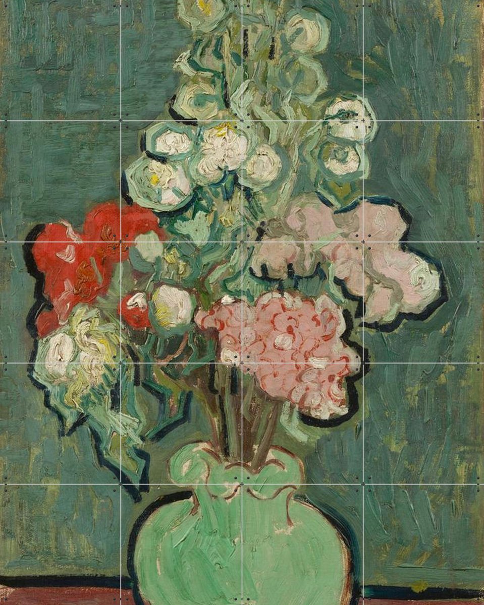IXXI Vaas met bloemen (1890), Vincent van Gogh (1853 - 1890) & Van Gogh Museum - 80 x 100 cm - Gratis ophangtool - Grote wanddecoratie en posters -
