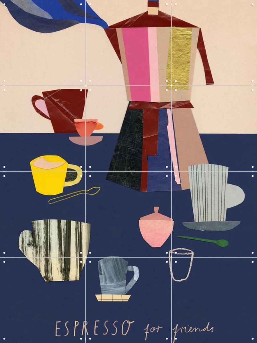 IXXI Espresso 1, Signorinah - 60 x 80 cm - Gratis ophangtool - Grote wanddecoratie en posters - Speels, Collage, Illustraties, Vintage, Café