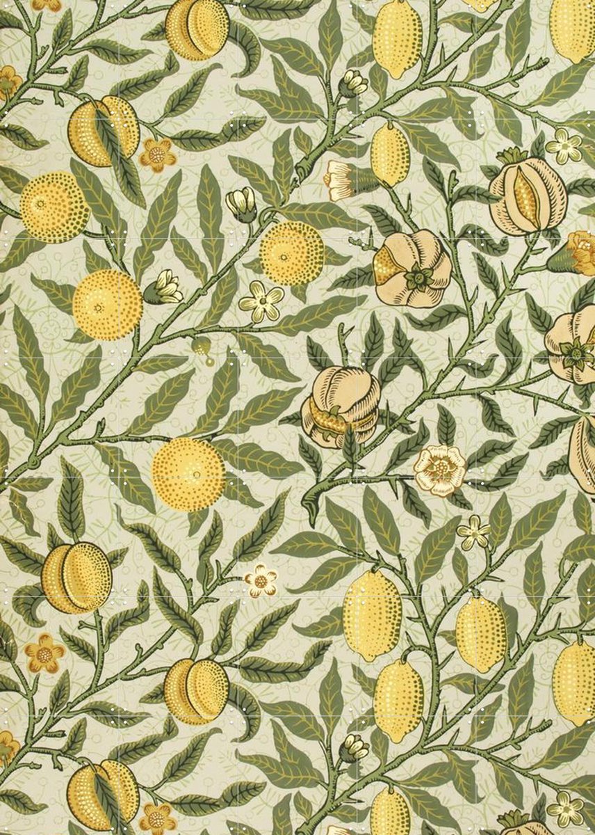 IXXI Fruit yellow, William Morris & Victoria and Albert Museum - 100 x 140 cm - Gratis ophangtool - Grote wanddecoratie en posters - Illustraties