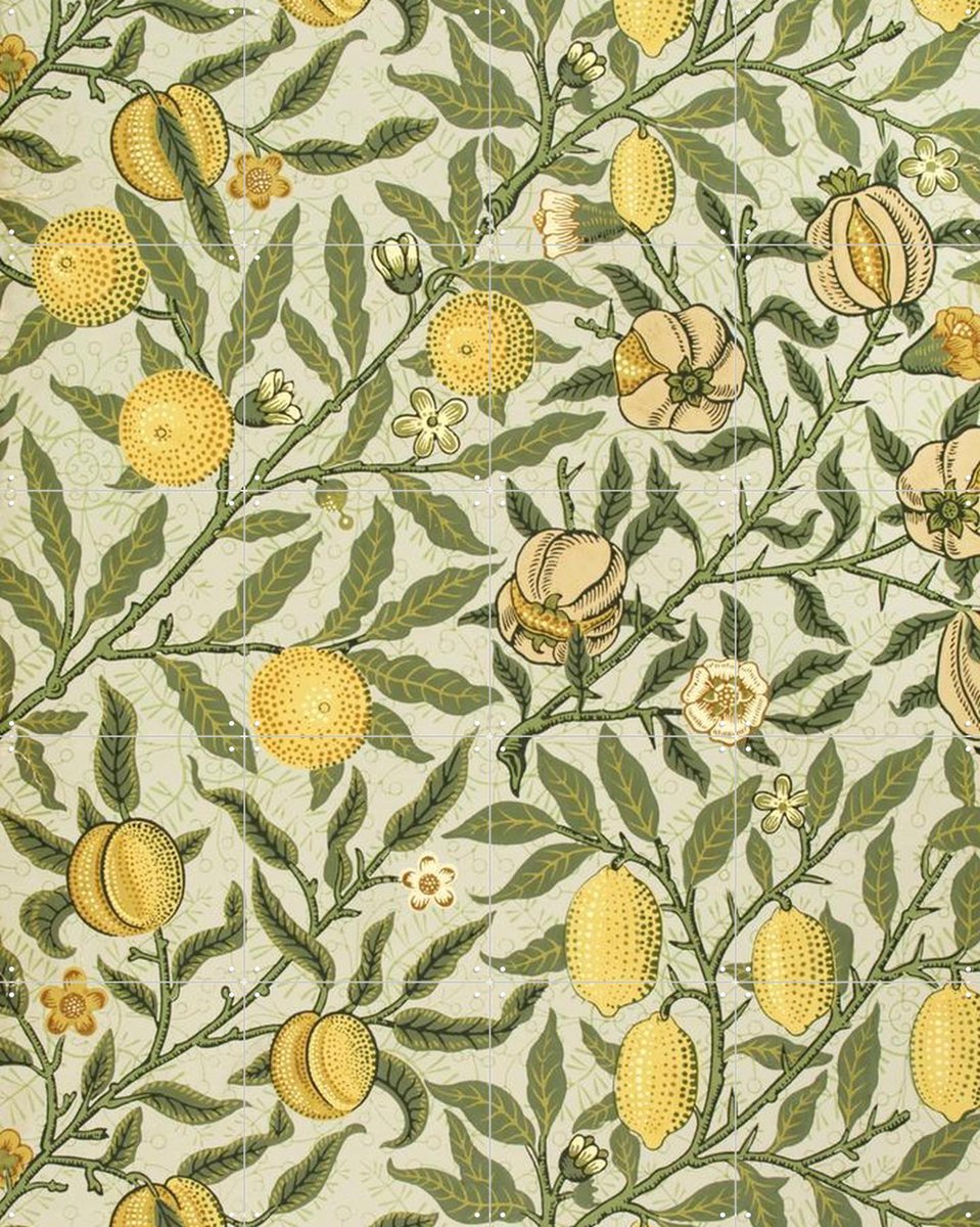 IXXI Fruit yellow, William Morris & Victoria and Albert Museum - 80 x 100 cm - Gratis ophangtool - Grote wanddecoratie en posters - Illustraties
