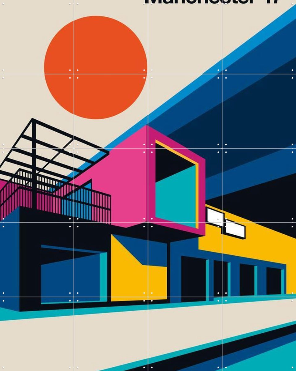 IXXI Manchester 17, Bo Lundberg - 80 x 100 cm - Gratis ophangtool - Grote wanddecoratie en posters - Kleurrijk, Geometrische Kunst, Illustraties
