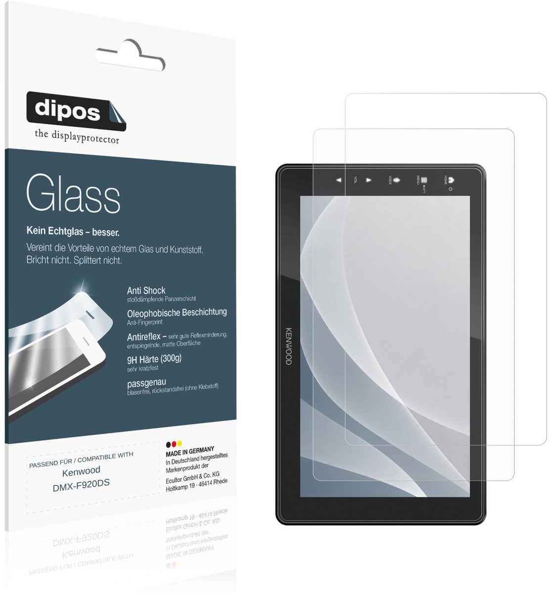 dipos – 2x Matte Pantserfolie geschikt voor Kenwood DMX-F920DS | 9H Screenprotector