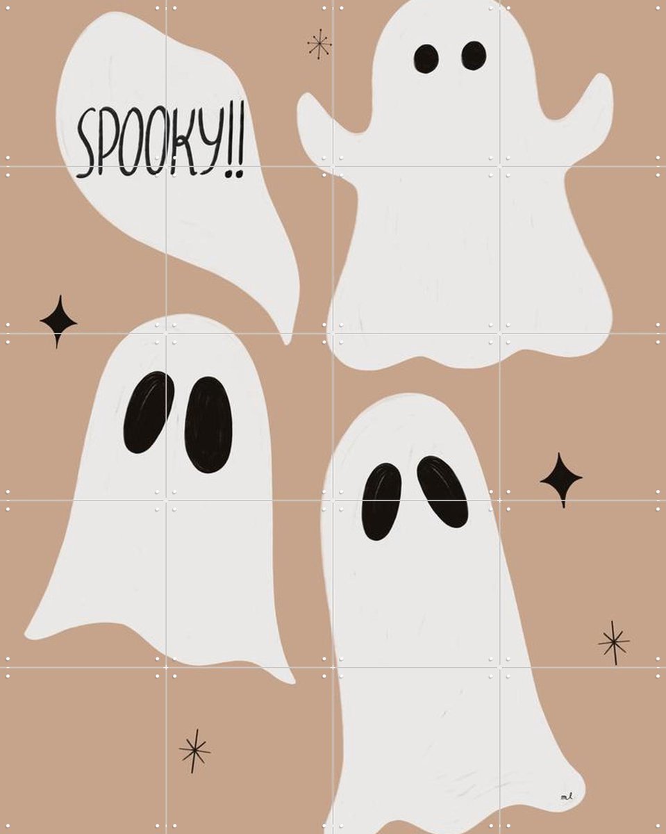 IXXI Spooky Ghosts, Menina Lisboa & Various - 80 x 100 cm - Gratis ophangtool - Grote wanddecoratie en posters Babykamer, Kinderkamer, Baby, Kinderen
