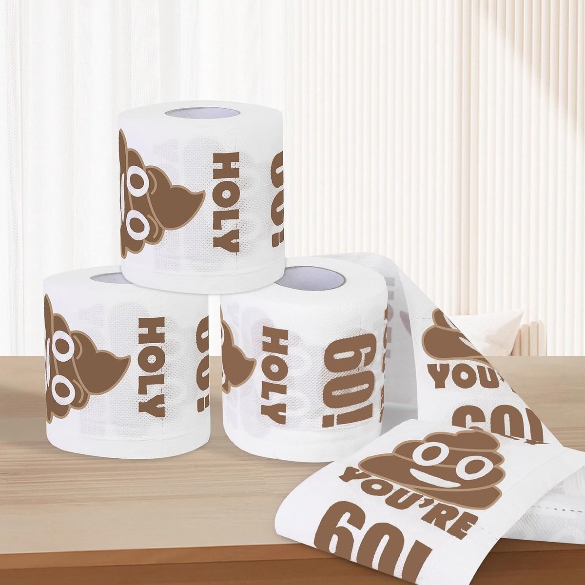 Grappig Toiletpapier met 60 Jaar Print, Leuk Verjaardagscadeau voor Beste Vriend, Verrassing voor 60ste Verjaardag