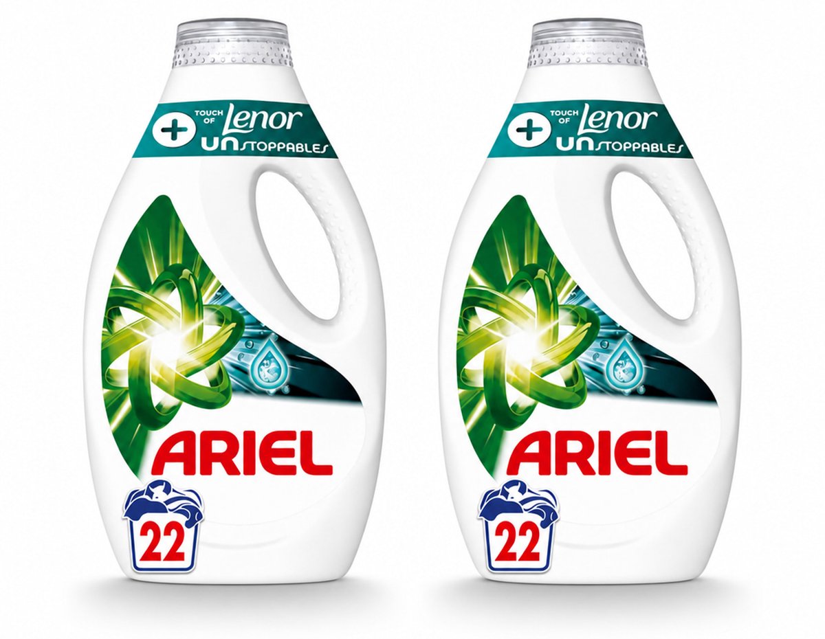 2 x Ariel – +Touch van Lenor Unstoppables – Vloeibaar Wasmiddel – 990 ml - Bulkverpakking - 2 stuks