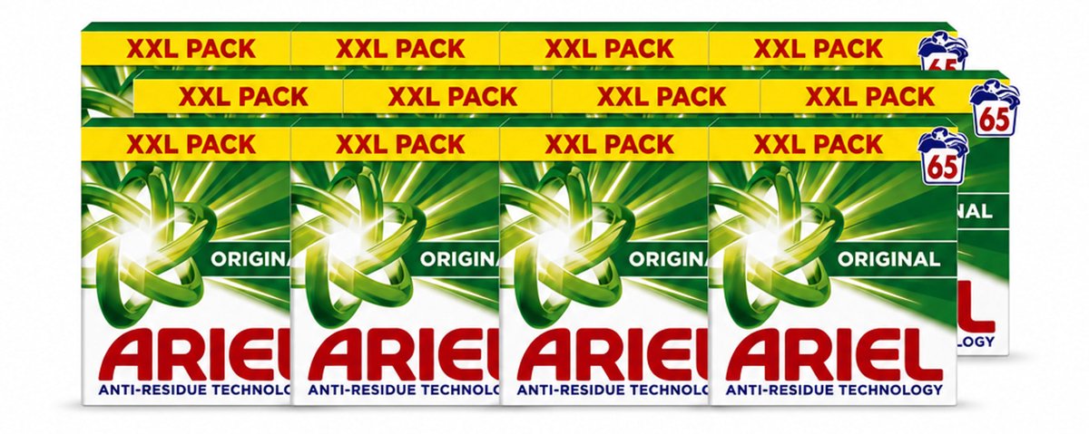 12 x Ariel – Original – Snel Oplosbaar Waspoeder – 3,58 kg - Voordeelverpakking - 12 stuks