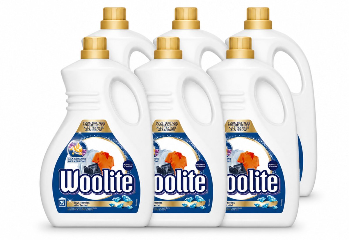6 x Woolite - Wasmiddel - Vloeibaar Wasmiddel - Alle textiel - 25wb/1,5L - Voordeelverpakking - 6 stuks